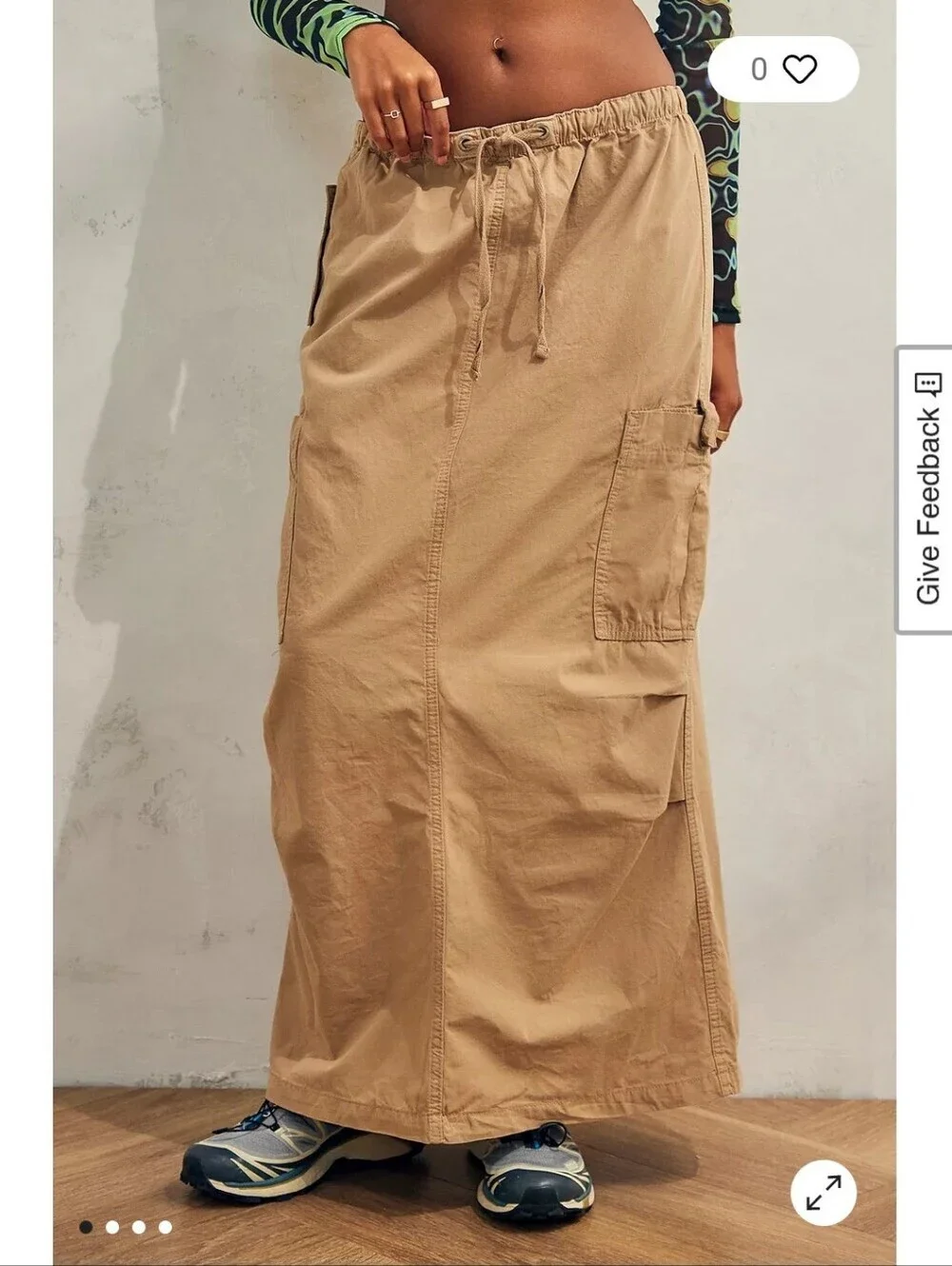 BDG Tan Cargo Maxi Skirt with Utility Pockets
